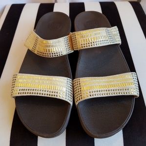 Womens Size 11 Fit Flop White Gold Slide